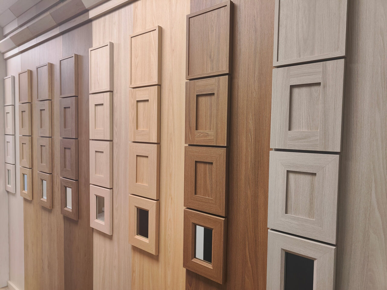 Wall of all wood grain color options door panels