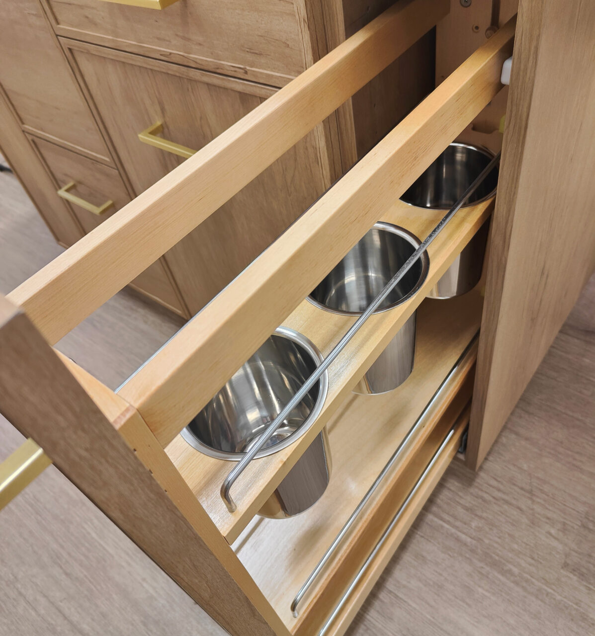 Custom spice & utensil pull-out drawers