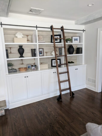 Living room Shelves with 90 Shaker Door - View 46, Opens Model Box