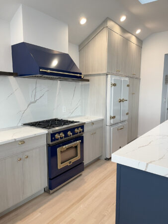 Calm Sea Blue Kitchen Island and Mastermind Color Kitchen Cabinets - View 28, Opens Model Box